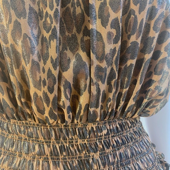 BCBG Max Azaria animal print/leopard printed smocked waisted halter dress - Picture 6 of 14